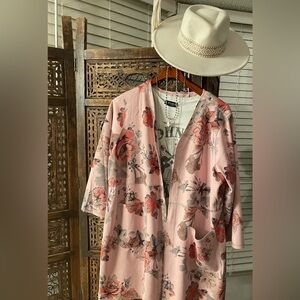 Light Pink Floral Kimono Jacket  NWT $118